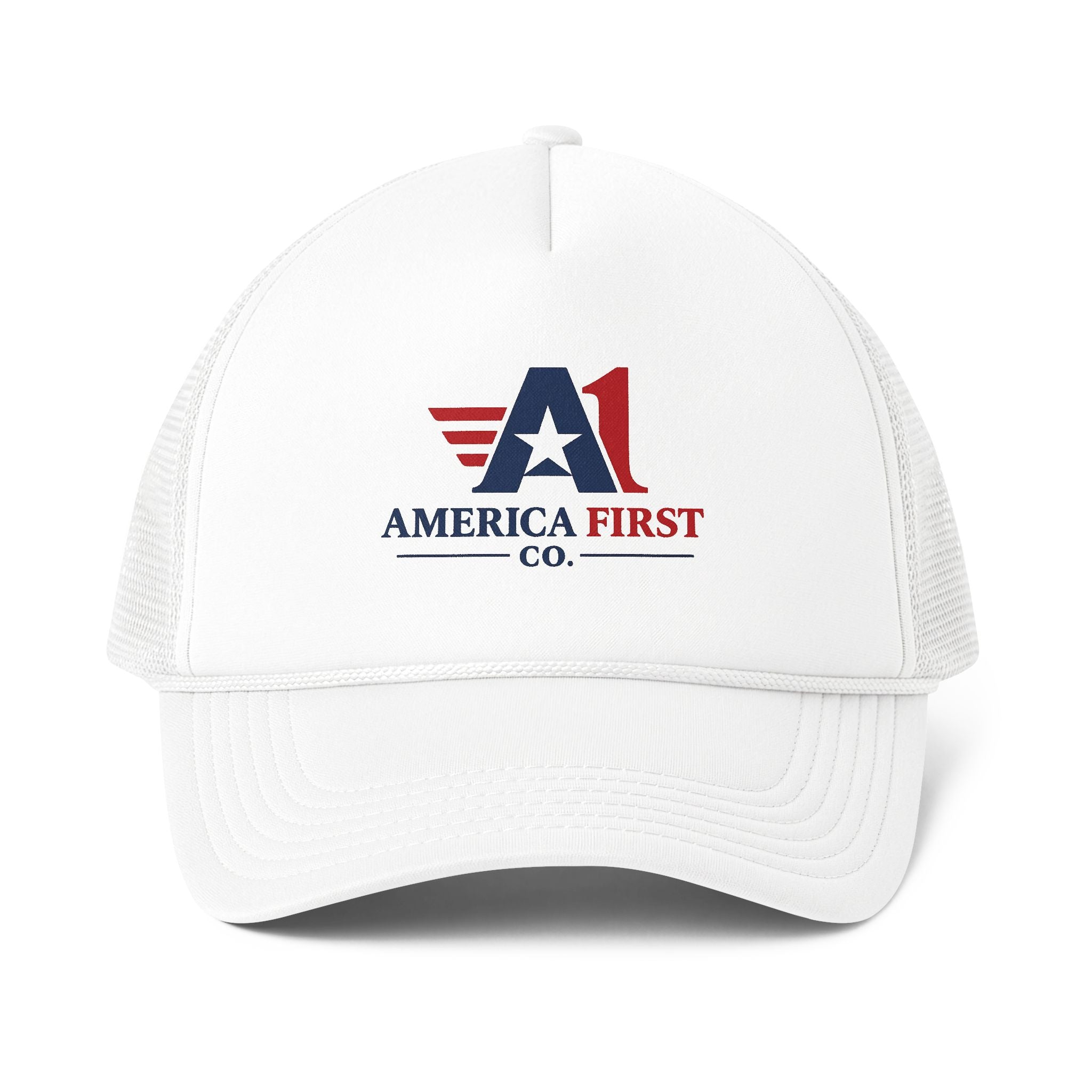 America First Trucker Cap — Patriotic Foam Mesh-Back Hat