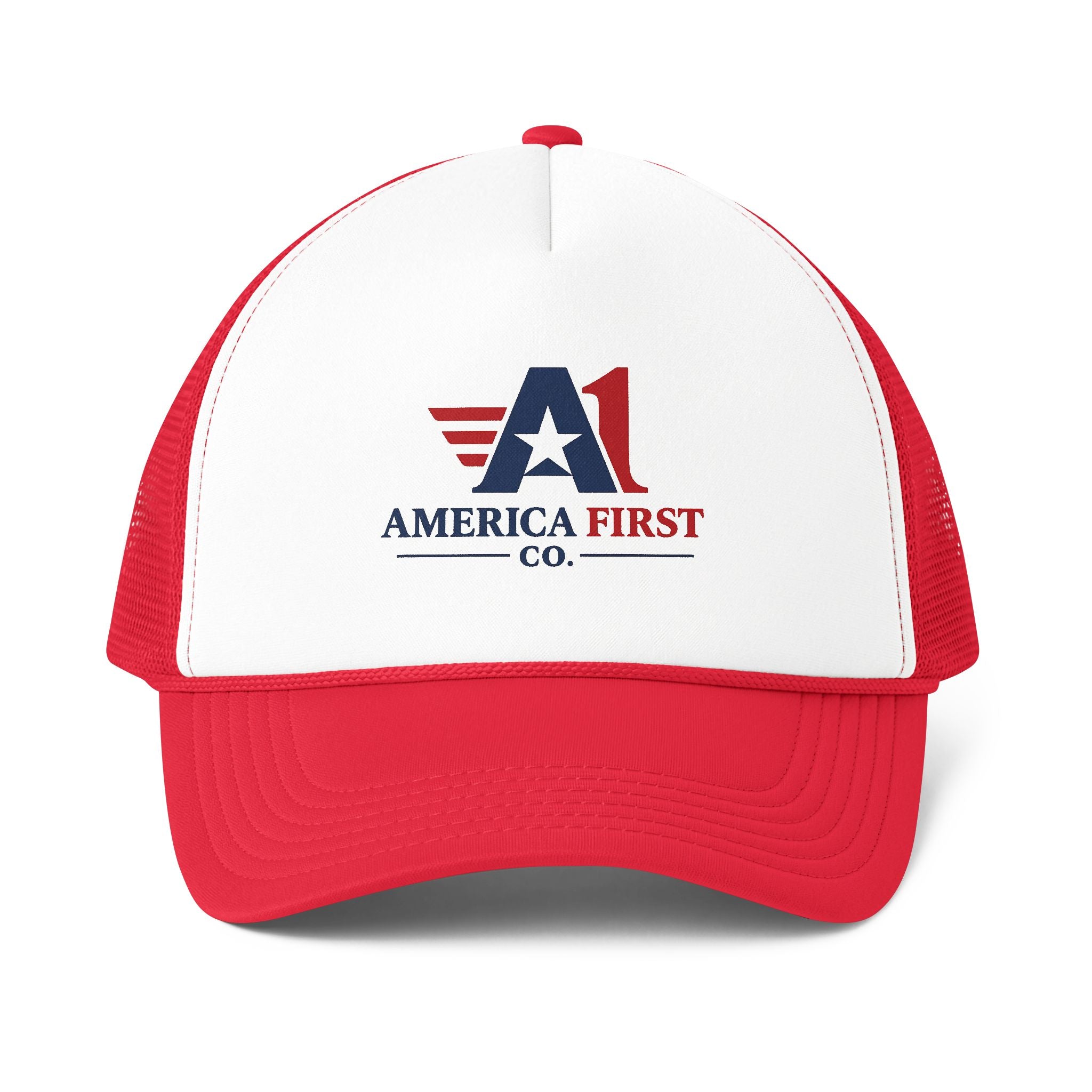 America First Trucker Cap — Patriotic Foam Mesh-Back Hat