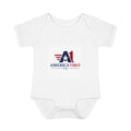 America First Infant Bodysuit - Patriotic Baby Onesie with Flag Logo