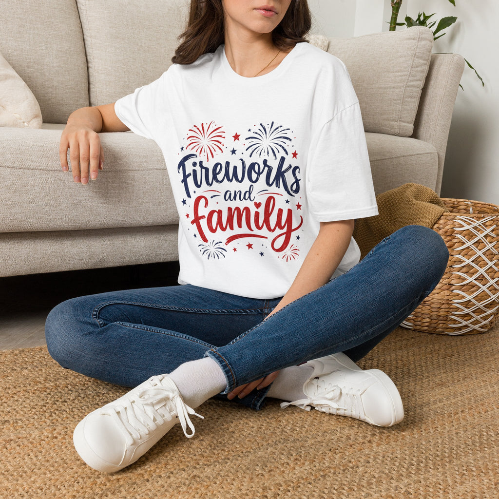 Family and fireworks T shirt